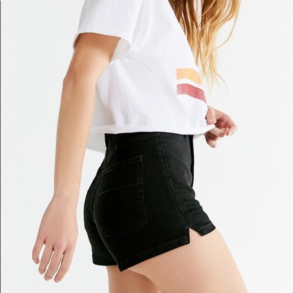 BDG black high rise denim shorts